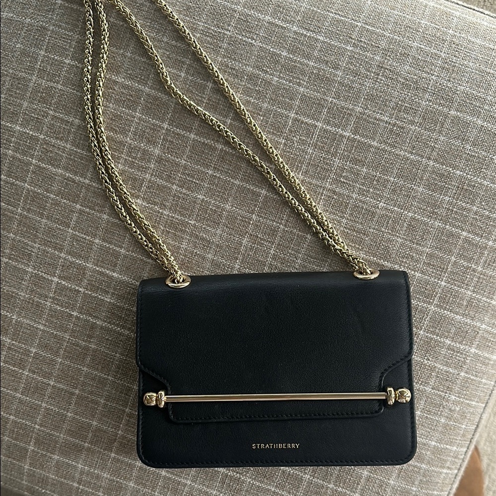Authentic Strathberry Black Leather Chain Bag